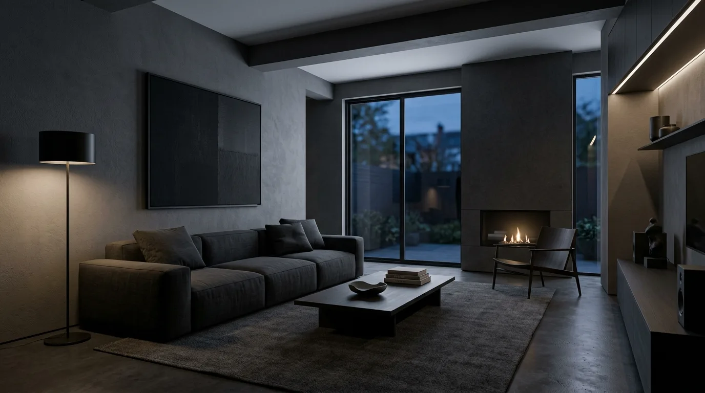 Use books and styling details to make the room feel lived in inspiration for a moody living room.